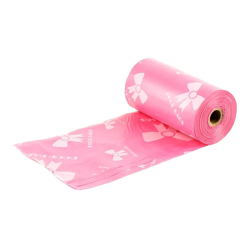 Thick & Durable Pet Poop Bags with Pink Bows – Leakproof Dog & Cat Waste Bags for Outdoor Walks, Multiple Sizes