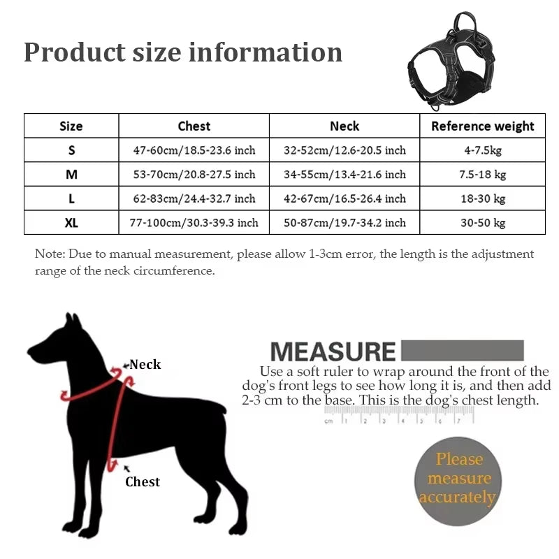 Adjustable Nylon Dog Harness Vest – Reflective, No-Pull Pet Harness for Small to Large Dogs