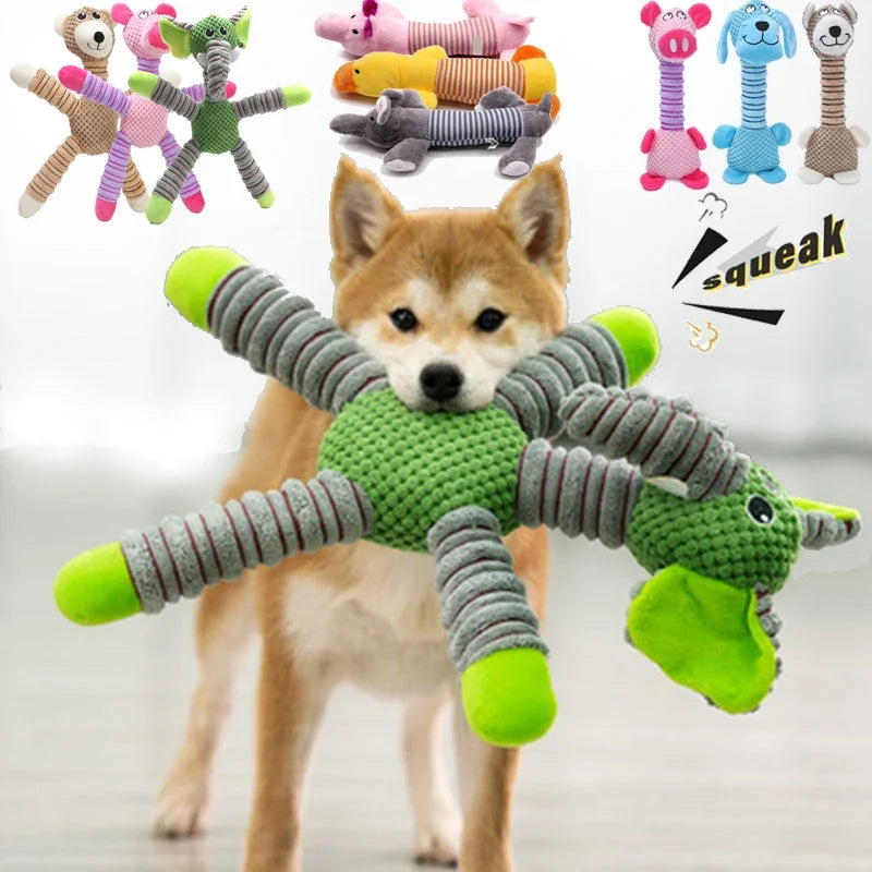 Indestructible Large Dog Squeaky Toy – Plush Animal-Shaped Chew Toy