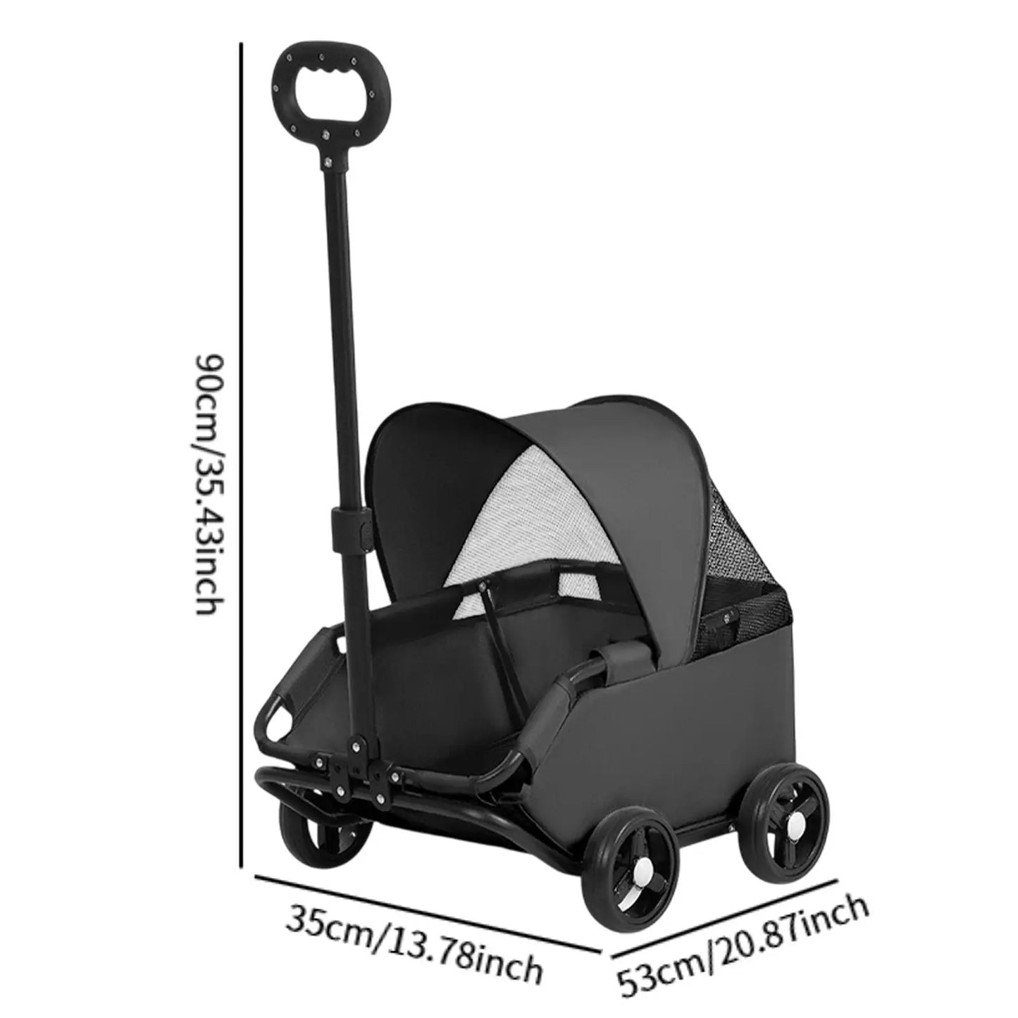 Portable Pet Stroller – 4 Wheels, Sun Protection for Dogs & Cats