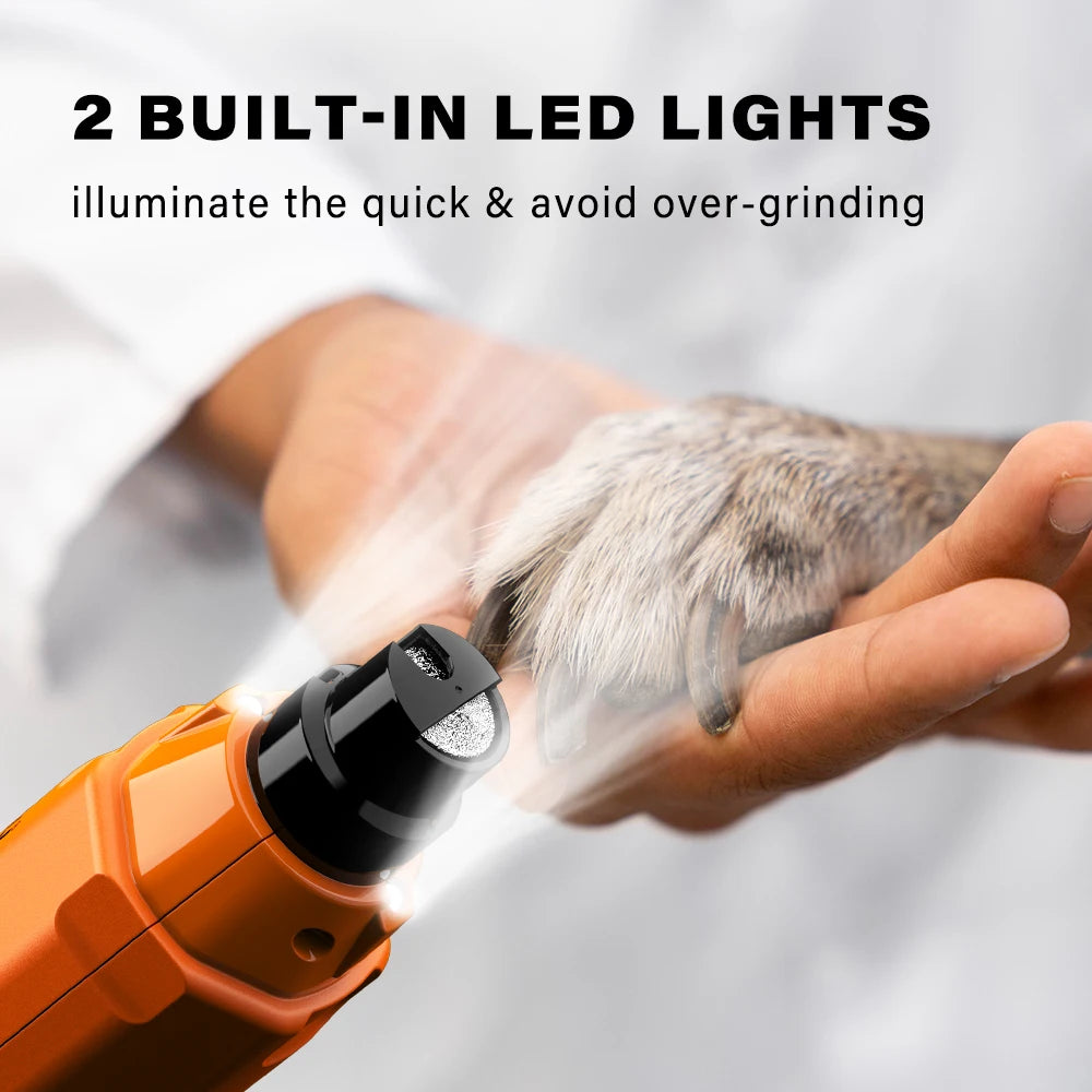 6-Speed Rechargeable Dog Nail Grinder – Quiet & Safe Electric Pet Nail Trimmer for Painless Grooming