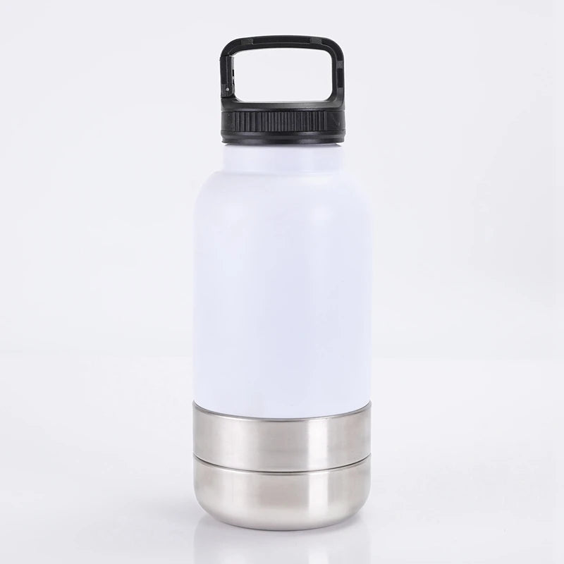 32 Oz Portable Stainless Steel Pet Feeder – 3-In-1 Travel Bowl & Insulated Water Bottle for Dogs