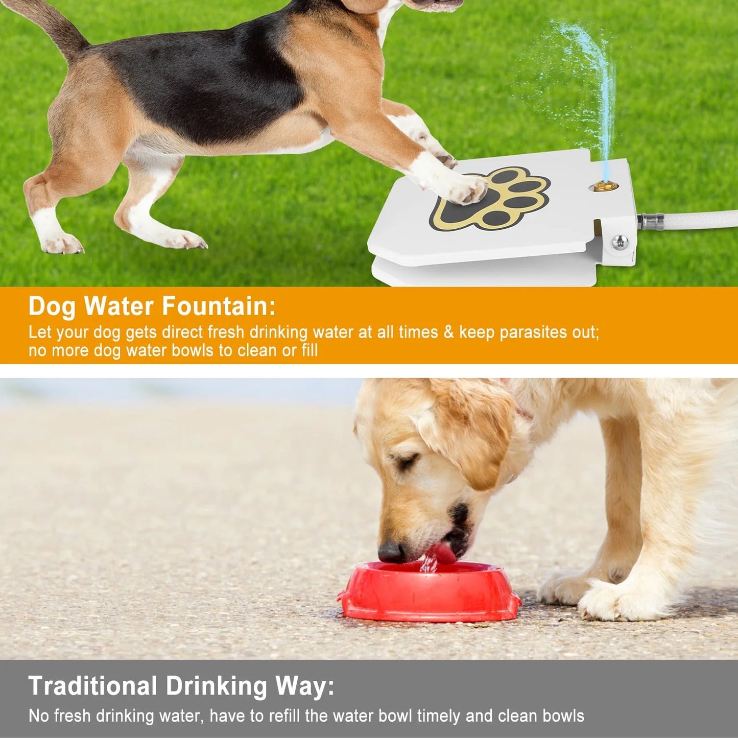 Moclever Dog Water Dispenser – Step-on Activated Outdoor Water Fountain for Dogs | Durable, Rustproof & Hygienic