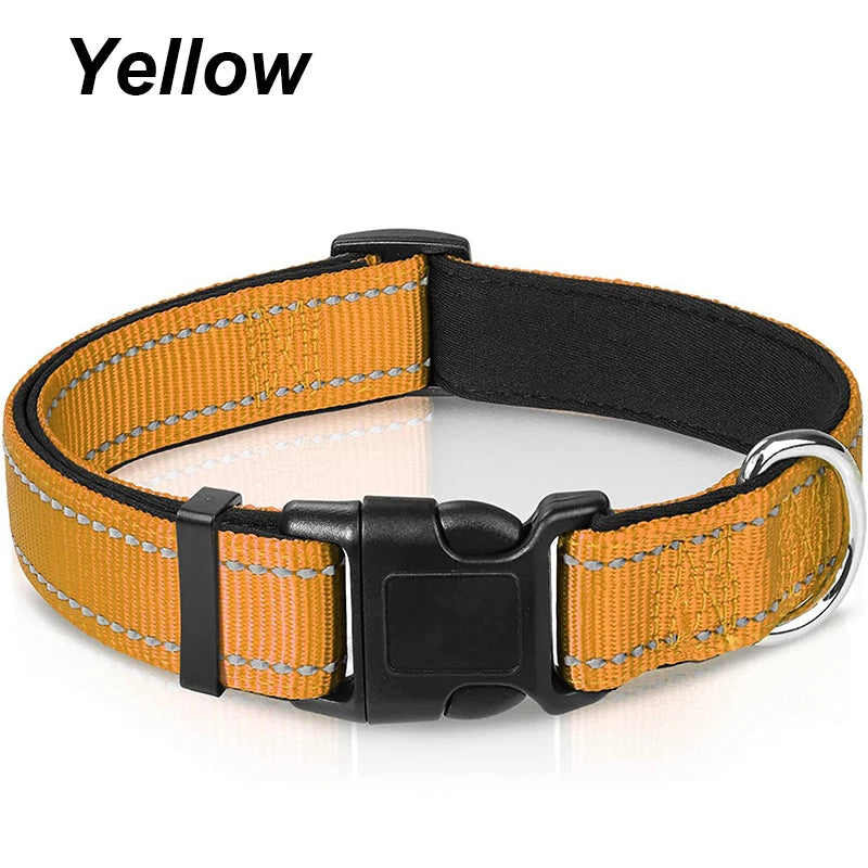 Reflective Dog Collar for Medium & Large Dogs – Adjustable, Soft Neoprene Padded Nylon, Sturdy & Comfortable