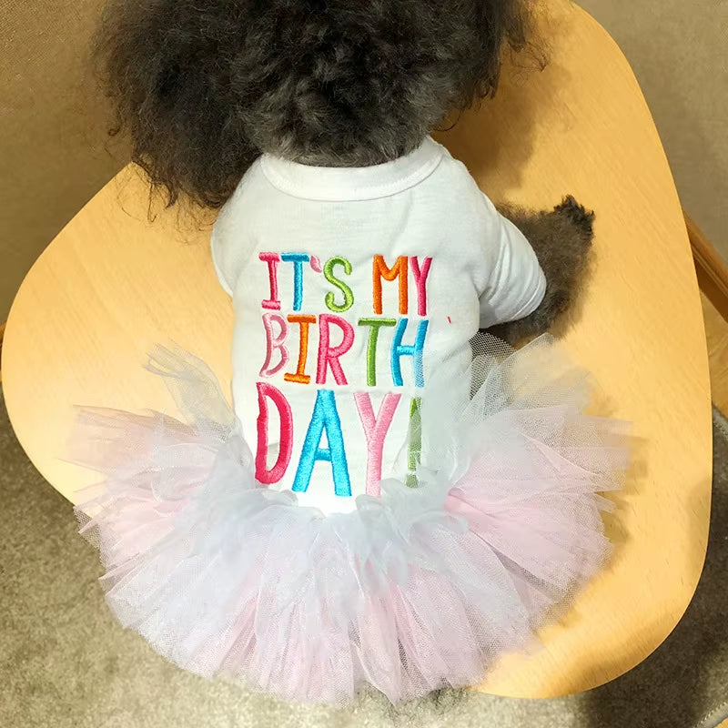 Layered Rainbow Veil Puppy Summer Dress – Cute Birthday Pet Dog Dress for Small Dogs & Cats