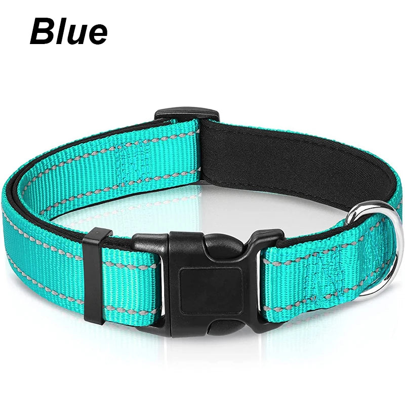 Reflective Dog Collar for Medium & Large Dogs – Adjustable, Soft Neoprene Padded Nylon, Sturdy & Comfortable