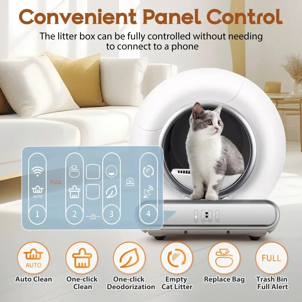 Self-Cleaning Cat Litter Box | Smart, Quiet, and Hands-Free | App-Controlled & Odor-Free