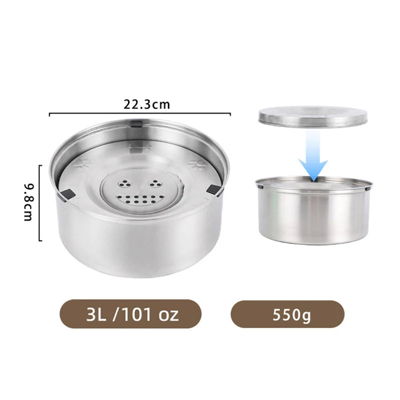 3L Stainless Steel No Spill Water Bowl for Dogs | Non-Slip, Slow Drinking Feeder for Medium & Large Dogs