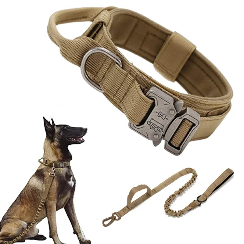 Tactical Dog Collar & Leash Set – Adjustable Military Collar for Medium to Large Dogs
