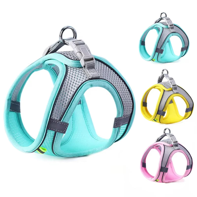 Reflective Mesh Cat & Dog Harness Vest with Leash Set – Adjustable, No-Pull, Breathable Pet Harness for Small & Medium Dogs