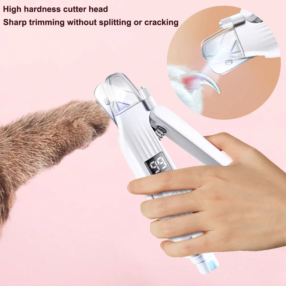 2-in-1 Electric Dog Nail Grinder and Clipper - Rechargeable Pet Nail Trimmer with LED Lights