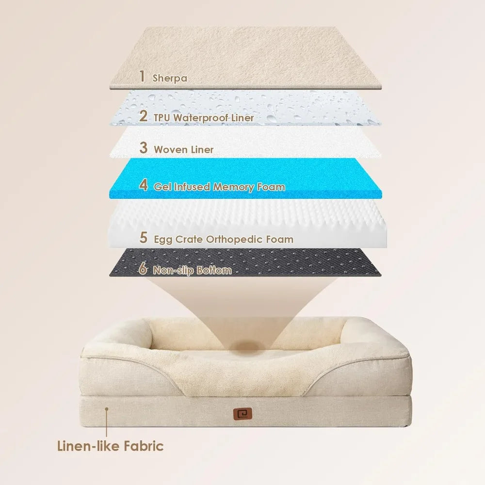 EHEYCIGA Orthopedic Dog Bed - Memory Foam Sofa Bed with Waterproof Protection for Dogs