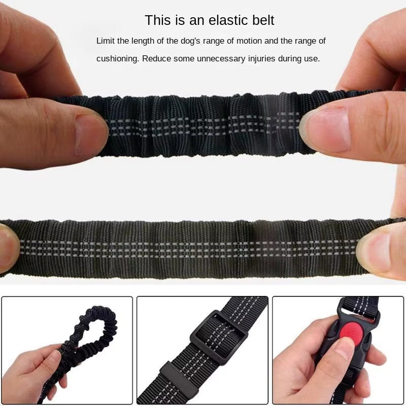 Hand-Free Dog Leash for Walking, Running, Jogging – Adjustable Waist Belt & Chest Strap – Traction Rope for Pet Walking