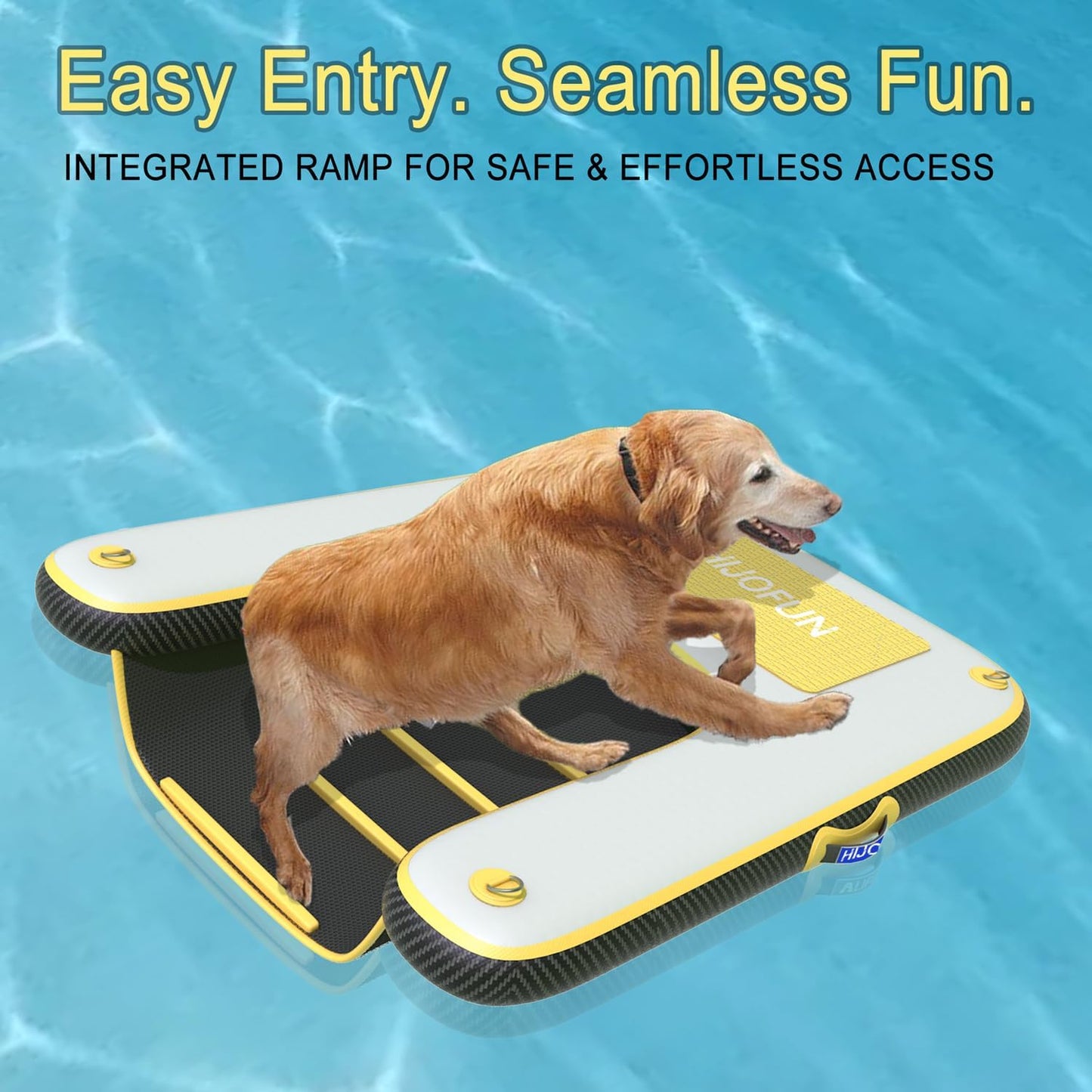 HIJOFUN Inflatable Dog Boat Ramp – Heavy-Duty, Anti-Slip Water Ramp for Dogs | Up to 220 lbs