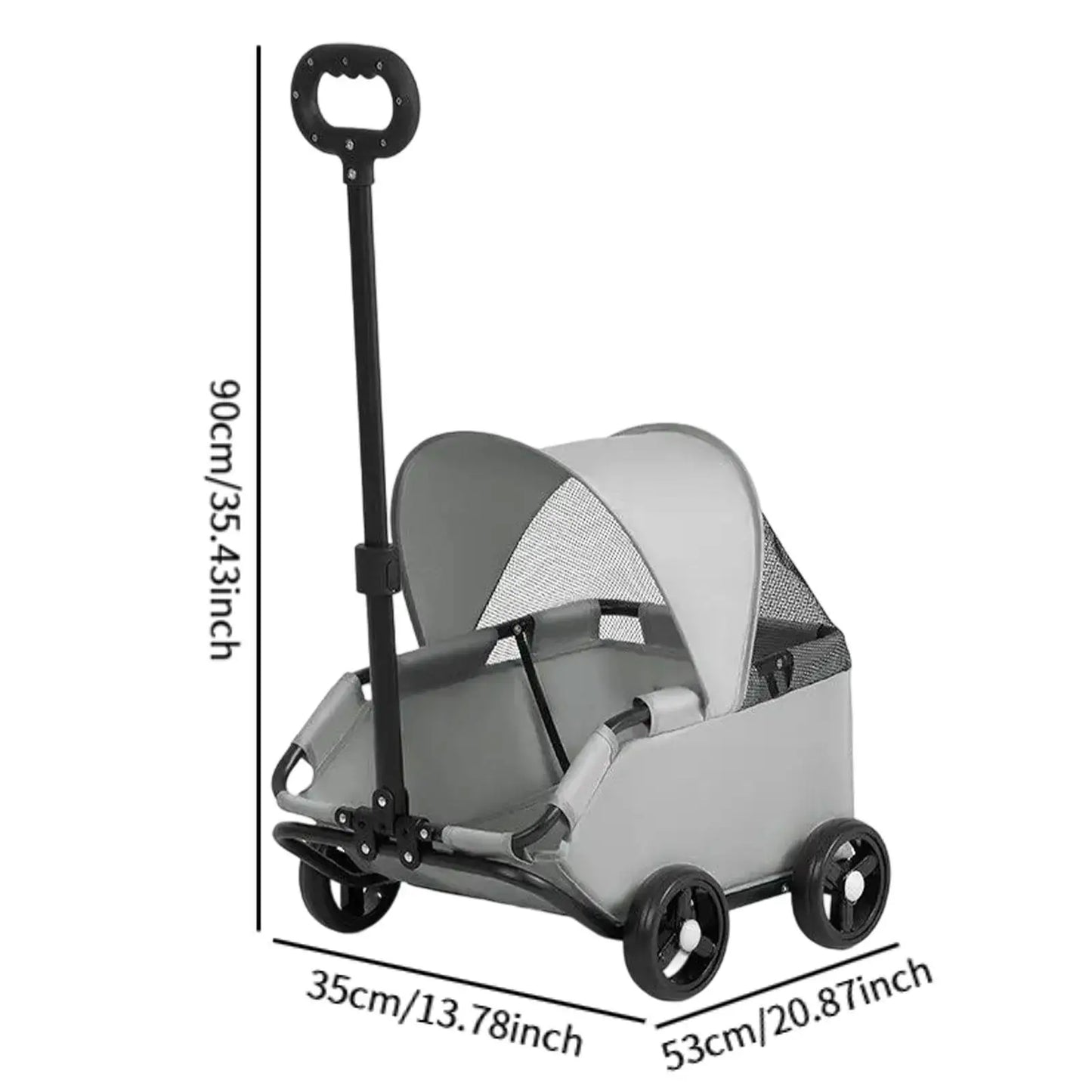 Portable Pet Stroller – 4 Wheels, Sun Protection for Dogs & Cats