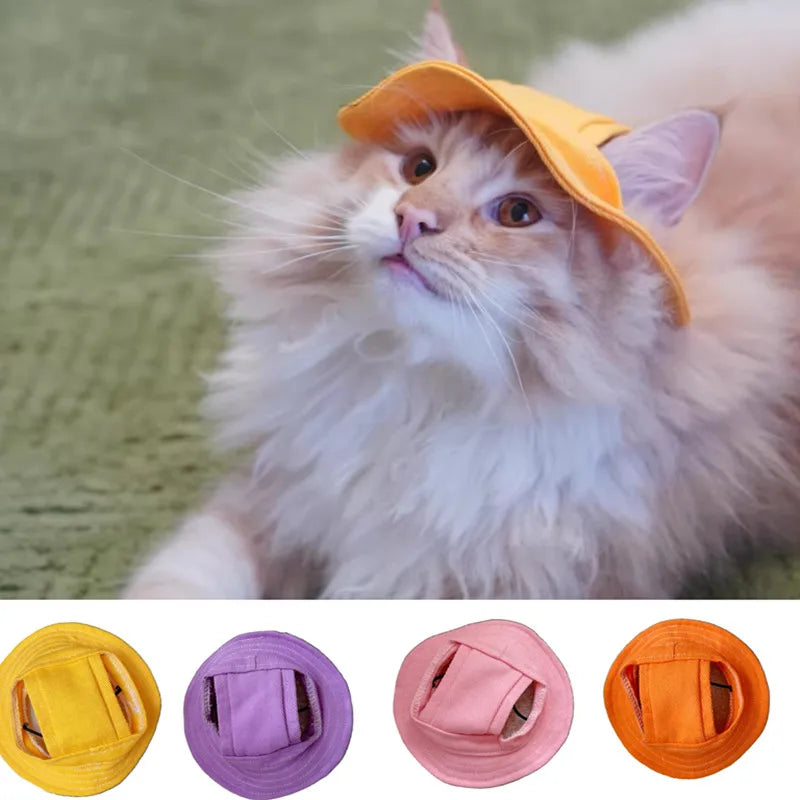 Cute Cat & Sm Dog Sun Hat – Visor Hat with Ear Holes for Pets, Outdoor Sun Protection