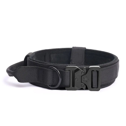 Outdoor Tactical Dog Collar – Adjustable Military Nylon Collar with Traction Rope for Pets