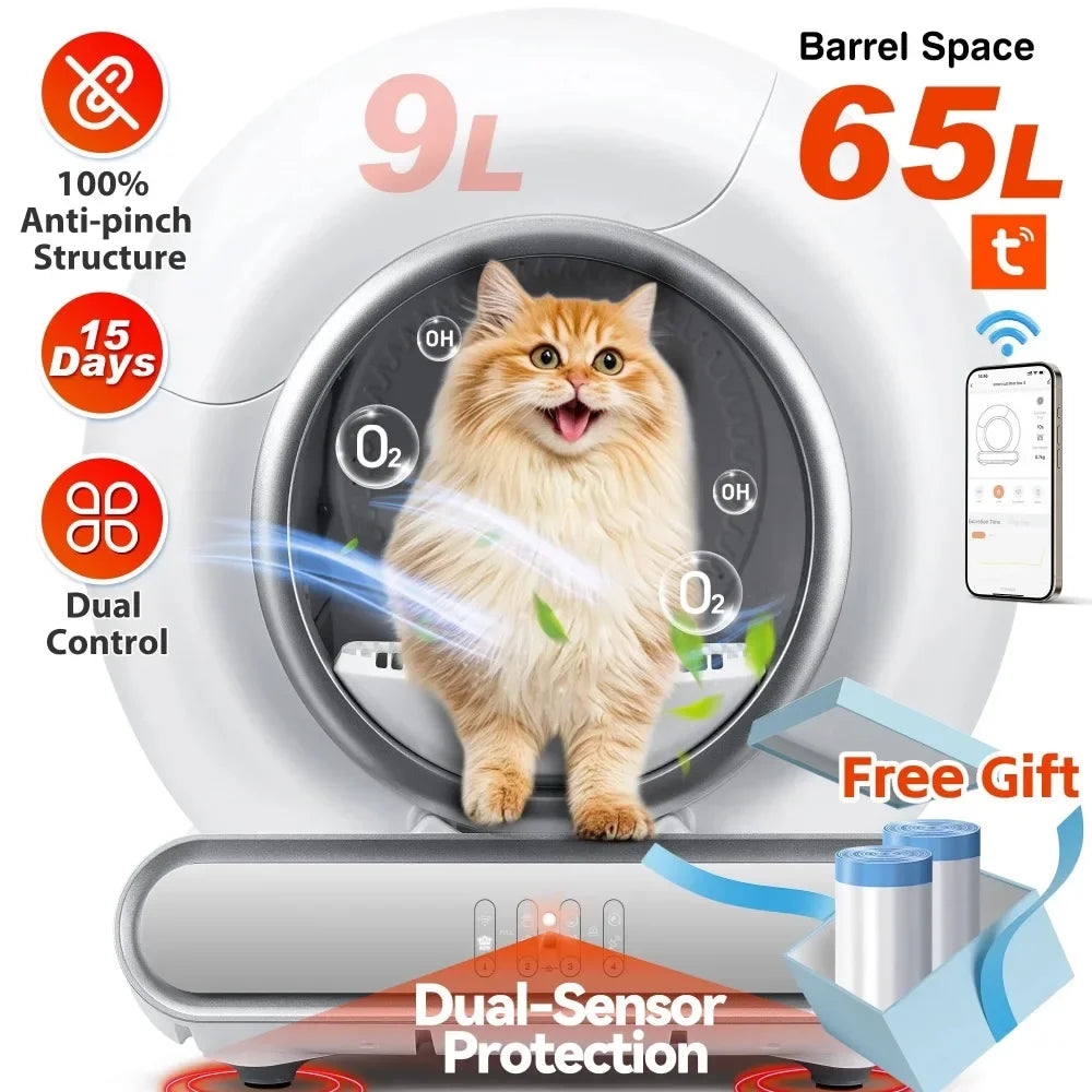Self-Cleaning Cat Litter Box | Smart, Quiet, and Hands-Free | App-Controlled & Odor-Free