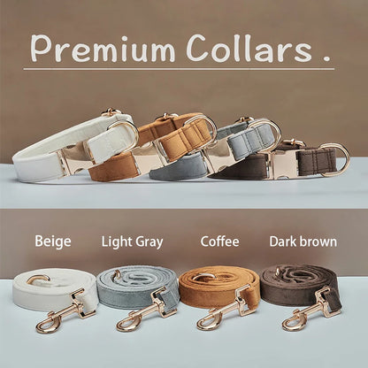 Plush Pet Collar & Leash Set – Soft, Durable Alloy Buckle for Dogs/Cats (XS to L Sizes)