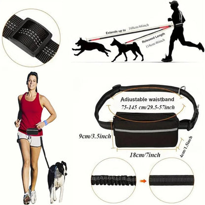 Upliftjoys 5.5 Ft Hands Free Dog Leash with Zipper Pouch – Adjustable Waist Leash for Walking & Running