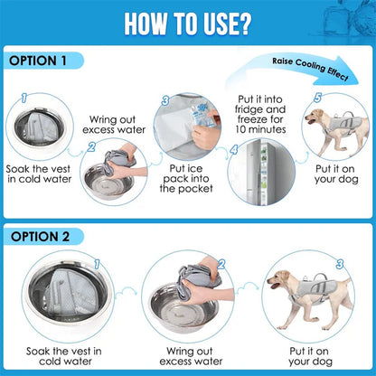 Dog Cooling Vest – Evaporative Cooling Jacket with Ice Pack Pocket & Reflective Design