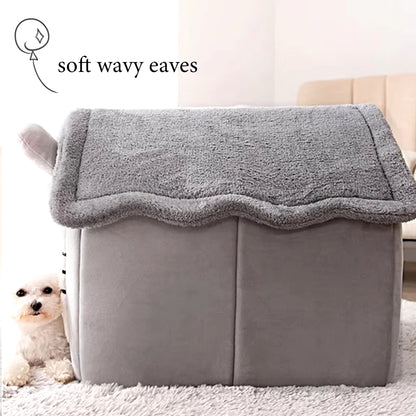 Cartoon Folding House – Cozy Winter Kennels, Mattresses, and Pet Baskets