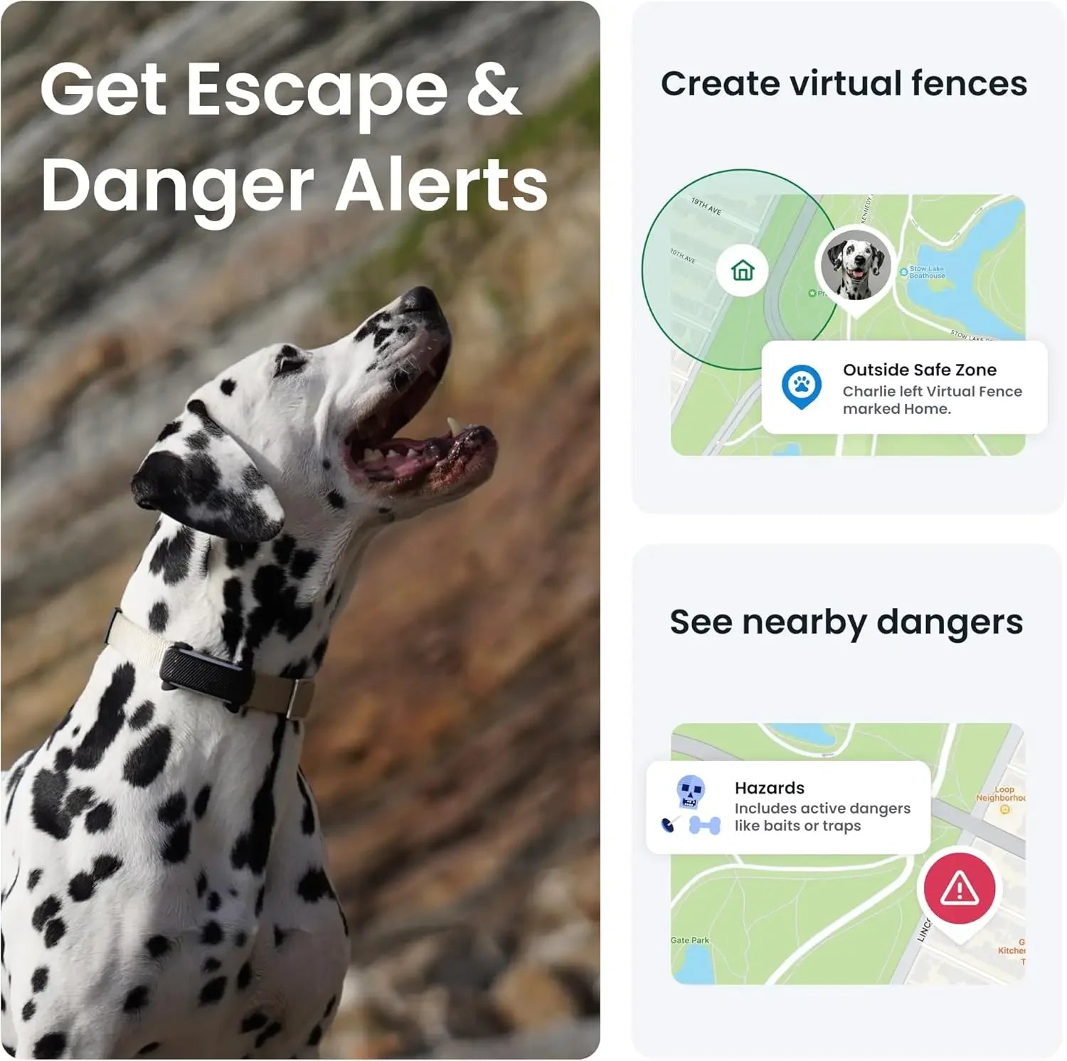 GPS Dog Tracker with Real-Time Updates | Virtual Fences, Bark Monitoring & Waterproof Design