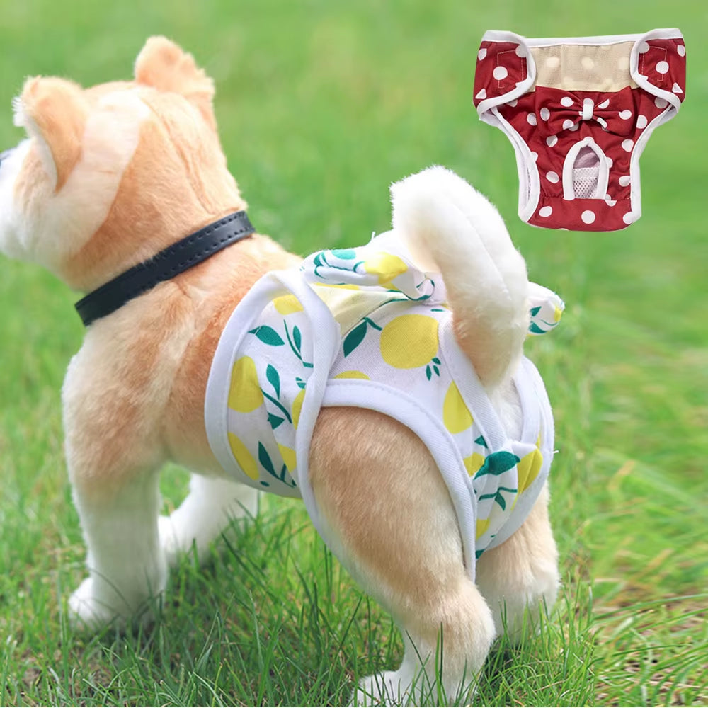 S-XL Washable Dog Diapers for Female Dogs – Reusable Physiological Panties for Puppies & Dogs in Heat | Soft Polyester Underwear