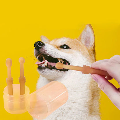 Pet Dog Toothbrush with Tongue Scraper – Soft Silicone Dual Head for Dogs & Cats
