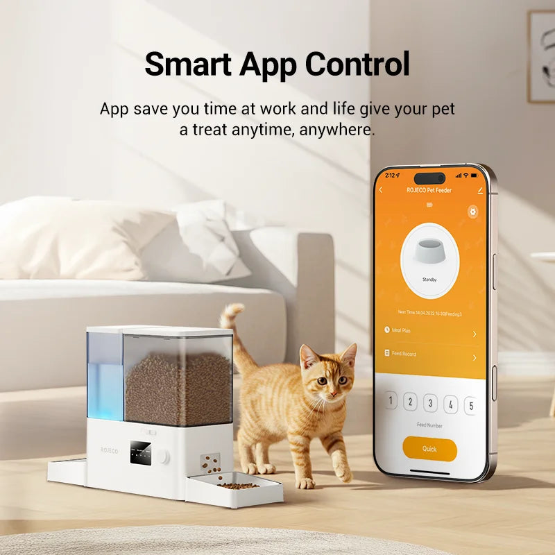 8.5L Automatic Pet Feeder & 3.5L Water Fountain - WIFI App Remote Control Smart Dog Food Dispenser & Gravity Water Drinker