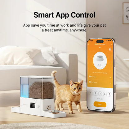 8.5L Automatic Pet Feeder & 3.5L Water Fountain - WIFI App Remote Control Smart Dog Food Dispenser & Gravity Water Drinker