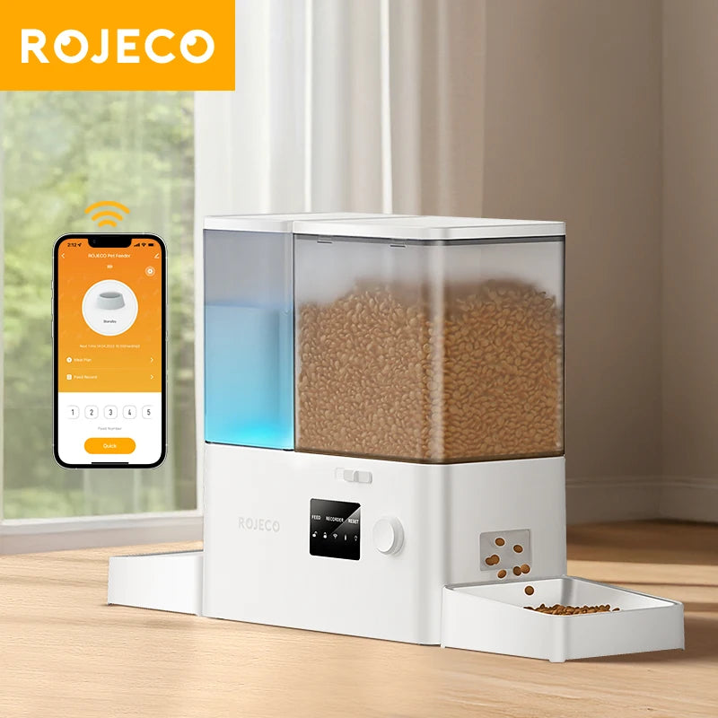 8.5L Automatic Pet Feeder & 3.5L Water Fountain - WIFI App Remote Control Smart Dog Food Dispenser & Gravity Water Drinker