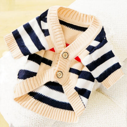 Knitted Winter Sweater for Dogs & Cats – Striped Cardigan for Small Pets