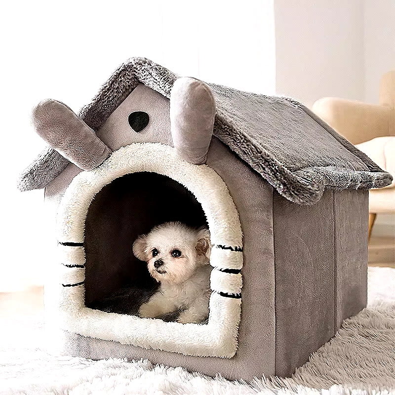 Cartoon Folding House – Cozy Winter Kennels, Mattresses, and Pet Baskets