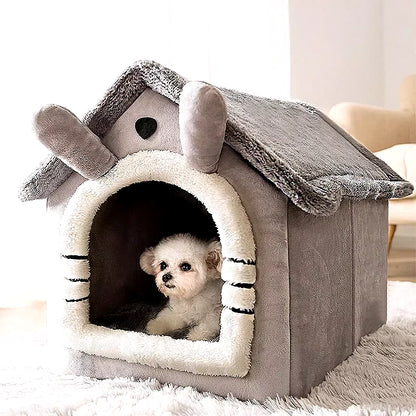 Cartoon Folding House – Cozy Winter Kennels, Mattresses, and Pet Baskets