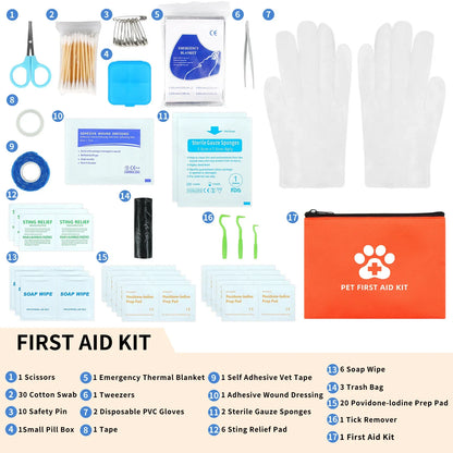 Compact Pet First Aid Kit – Medical Pack with Bandages, Dressings & Tools for Outdoor Adventures