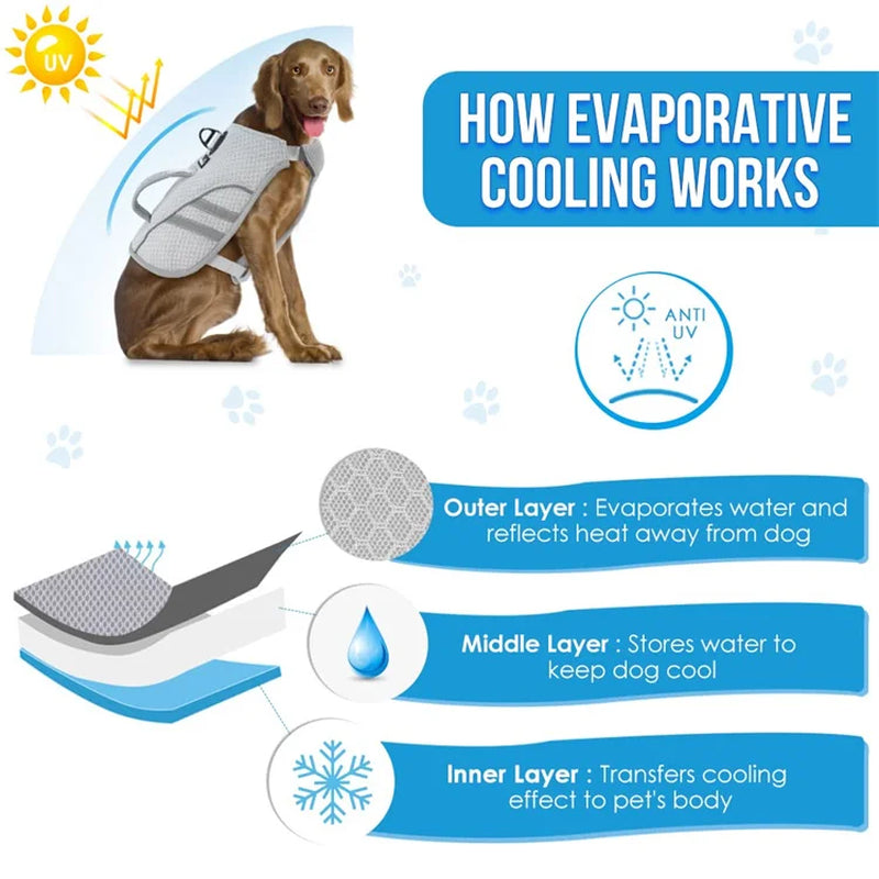 Dog Cooling Vest – Evaporative Cooling Jacket with Ice Pack Pocket & Reflective Design