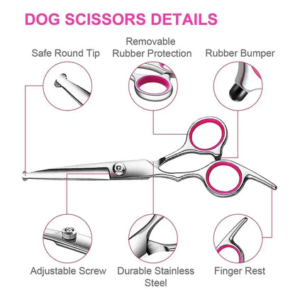 Premium Titanium Coated Dog Grooming Scissors – Professional Kit with Safety Round Tips