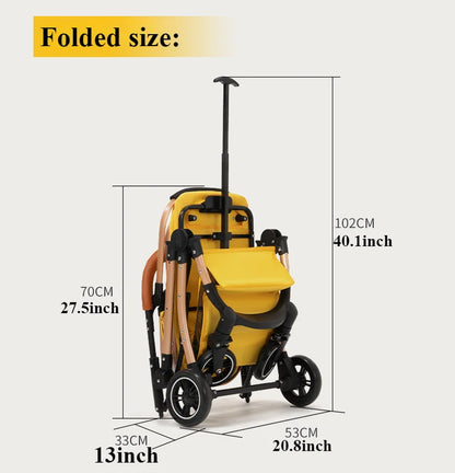 2-in-1 Pet Stroller – Portable Dog & Cat Bassinet with Canopy & Brake, One-Click Folding