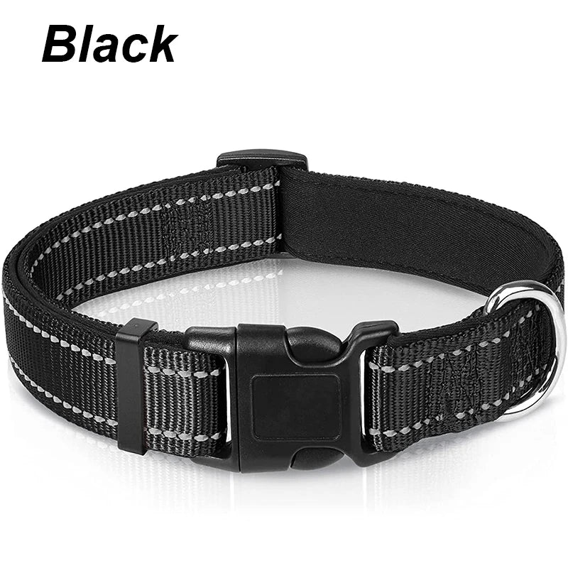 Reflective Dog Collar for Medium & Large Dogs – Adjustable, Soft Neoprene Padded Nylon, Sturdy & Comfortable