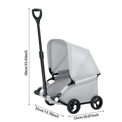 Portable Pet Stroller – 4 Wheels, Sun Protection for Dogs & Cats