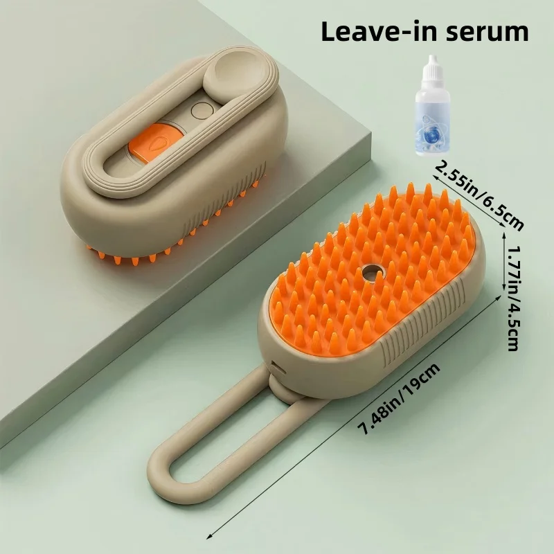 3-in-1 Pet Steam Spray Brush – Massaging, Cleaning & Hair Removal for Dogs & Cats, Rechargeable Silicone Grooming Tool