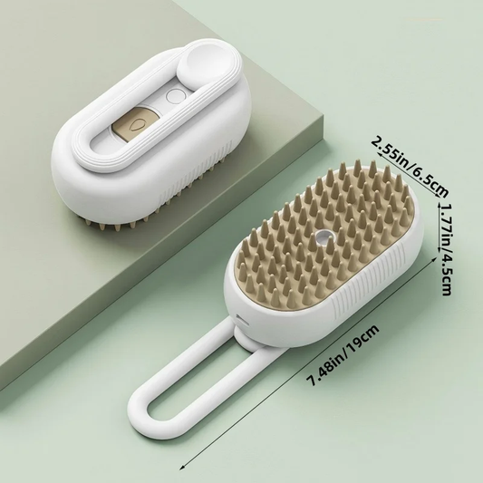 3-in-1 Pet Steam Spray Brush – Massaging, Cleaning & Hair Removal for Dogs & Cats, Rechargeable Silicone Grooming Tool