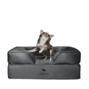 Noah & Paw Sofa Orthopedic Dog Bed – Luxury Velvet with Cooling Gel, Memory Foam & Bolstered Pillow for Joint Relief