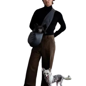 Luxury Dog Sling Carrier for Small Dogs - Adjustable Padded Strap, Vegan Leather, Breathable Plush, 3X Safety Features (Black)