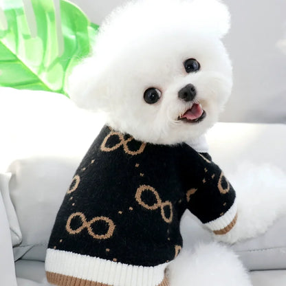 Knitted Winter Sweater for Dogs & Cats – Striped Cardigan for Small Pets