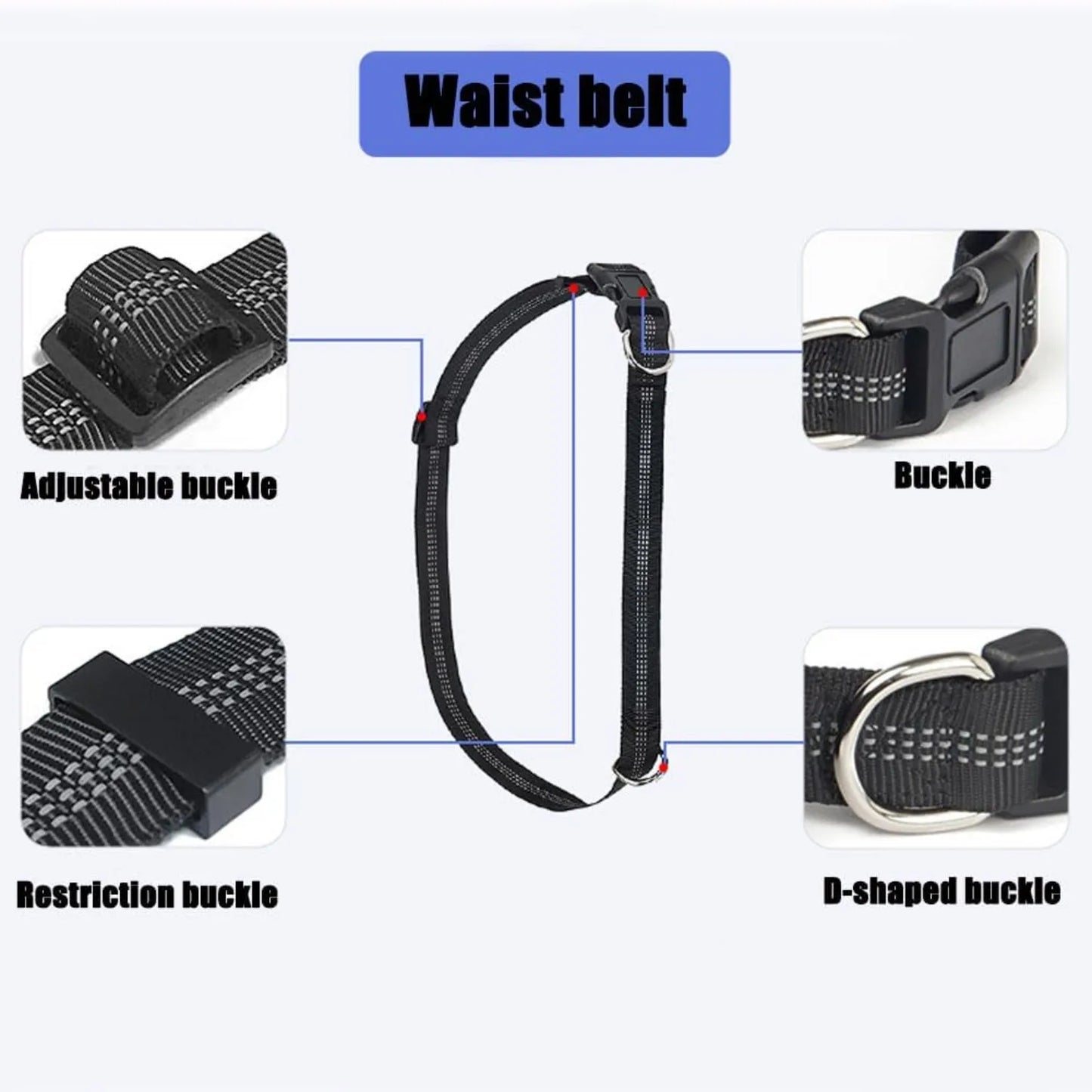 Upliftjoys 5.5 Ft Hands Free Dog Leash with Zipper Pouch – Adjustable Waist Leash for Walking & Running