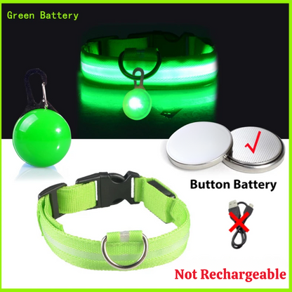 USB Charging Glowing Dog Collar with Pendant – Luminous LED Light Dog Collar for Safety – Available in XS-XXL