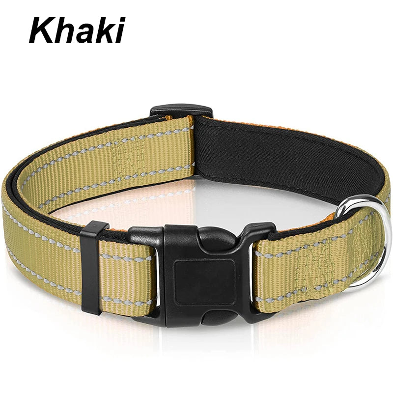 Reflective Dog Collar for Medium & Large Dogs – Adjustable, Soft Neoprene Padded Nylon, Sturdy & Comfortable