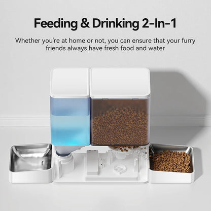 8.5L Automatic Pet Feeder & 3.5L Water Fountain - WIFI App Remote Control Smart Dog Food Dispenser & Gravity Water Drinker